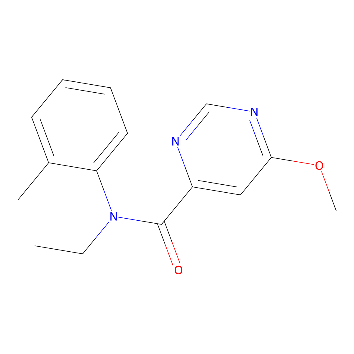 N-ethyl-6-methoxy-N-(o-tolyl)pyrimidine-4-carboxamide molecular structure, CAS 2034226-89-4