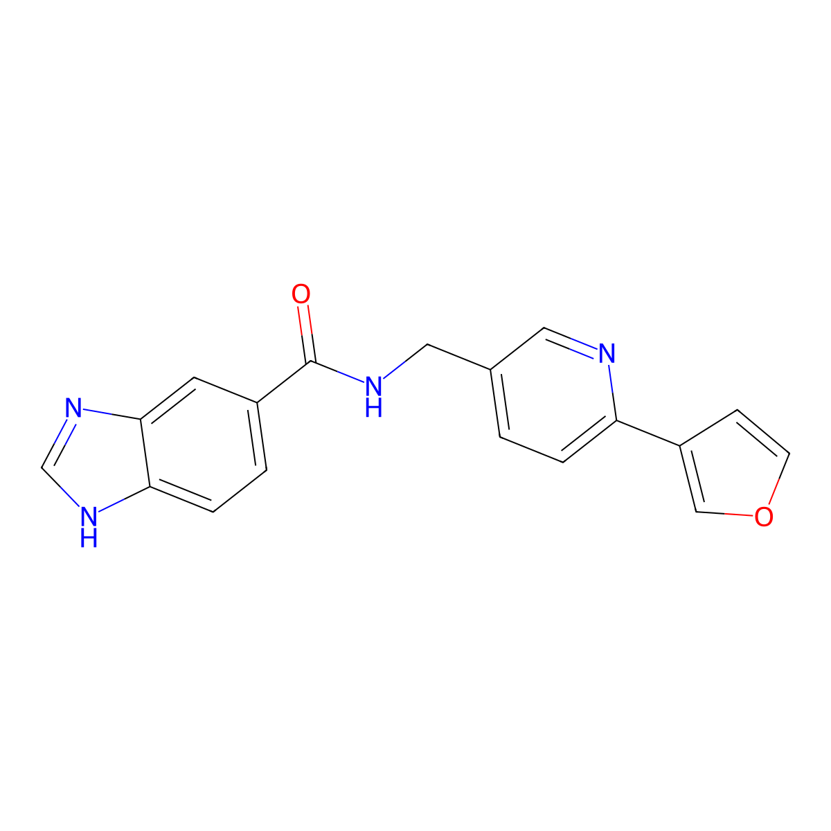 N-((6-(furan-3-yl)pyridin-3-yl)methyl)-1H-benzo[d]imidazole-5-carboxamide molecular structure, CAS 2034226-90-7