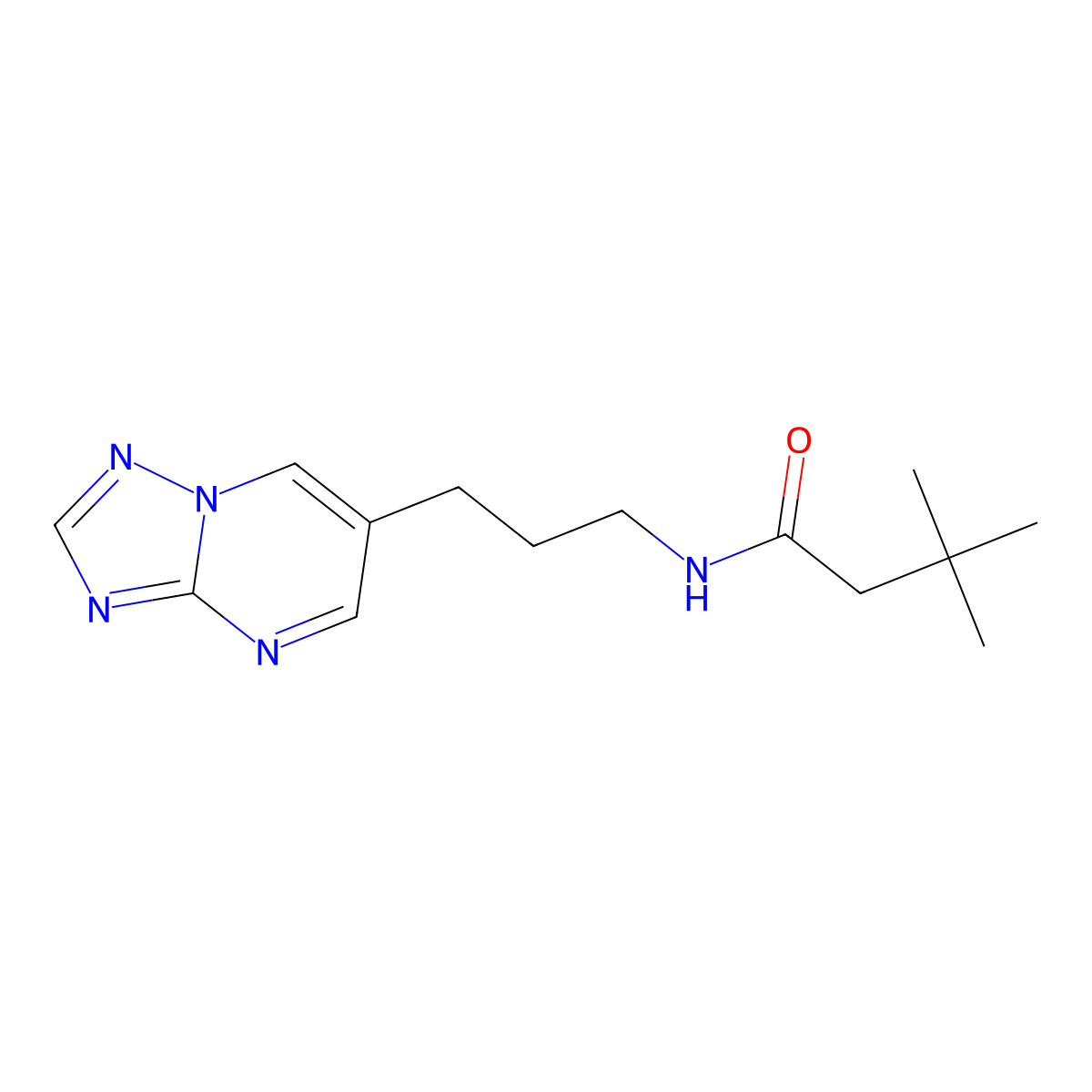 N-(3-([1,2,4]triazolo[1,5-a]pyrimidin-6-yl)propyl)-3,3-dimethylbutanamide molecular structure, CAS 2034226-94-1