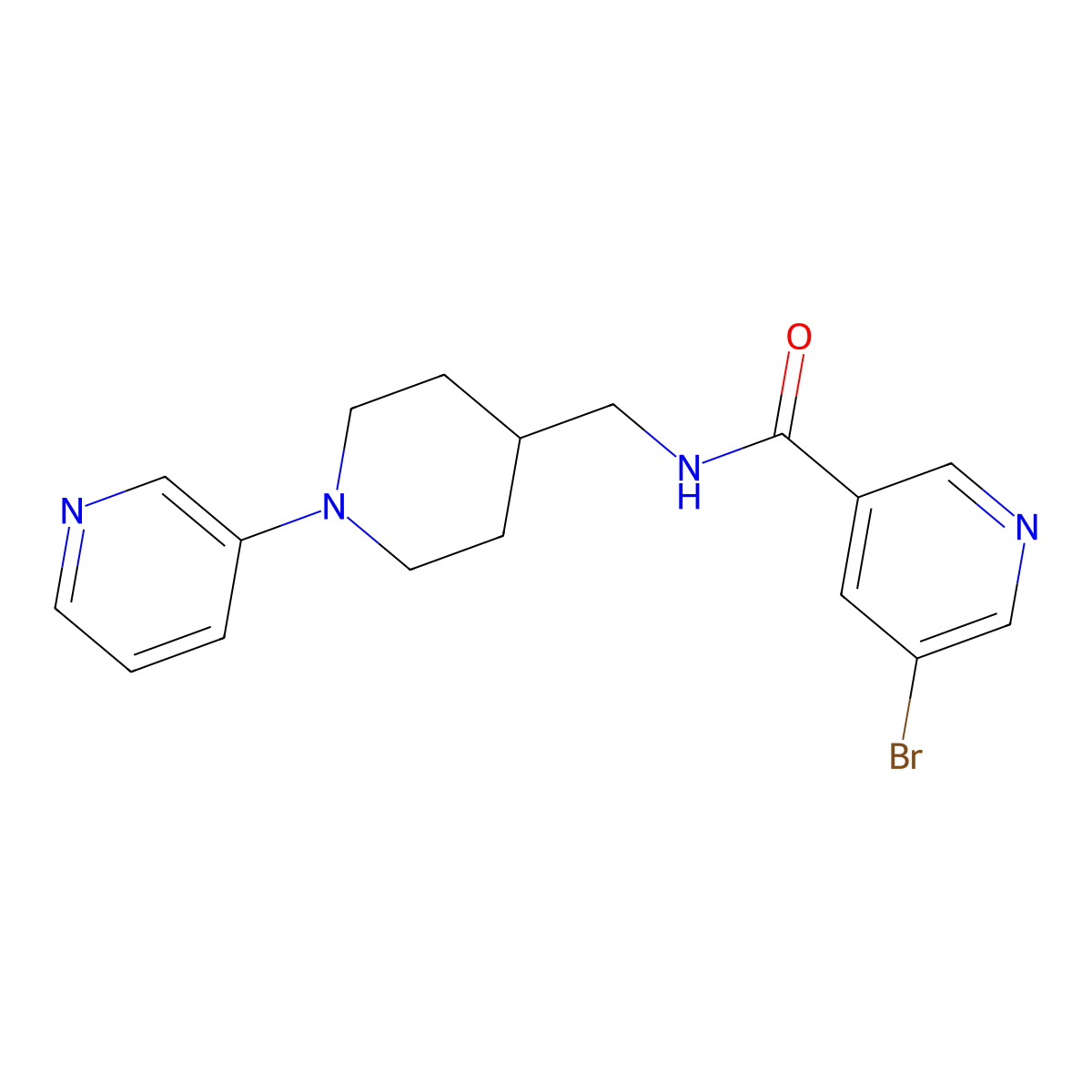 5-bromo-N-((1-(pyridin-3-yl)piperidin-4-yl)methyl)nicotinamide molecular structure, CAS 2034226-95-2