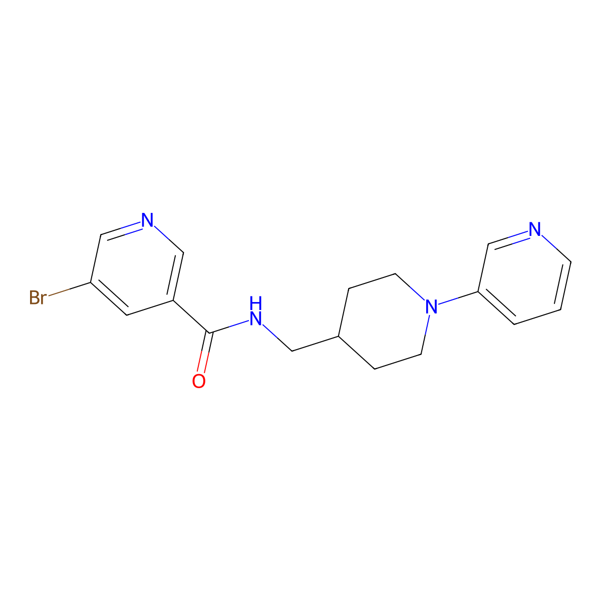5-bromo-N-((1-(pyridin-3-yl)piperidin-4-yl)methyl)nicotinamide molecular structure, CAS 2034226-95-2