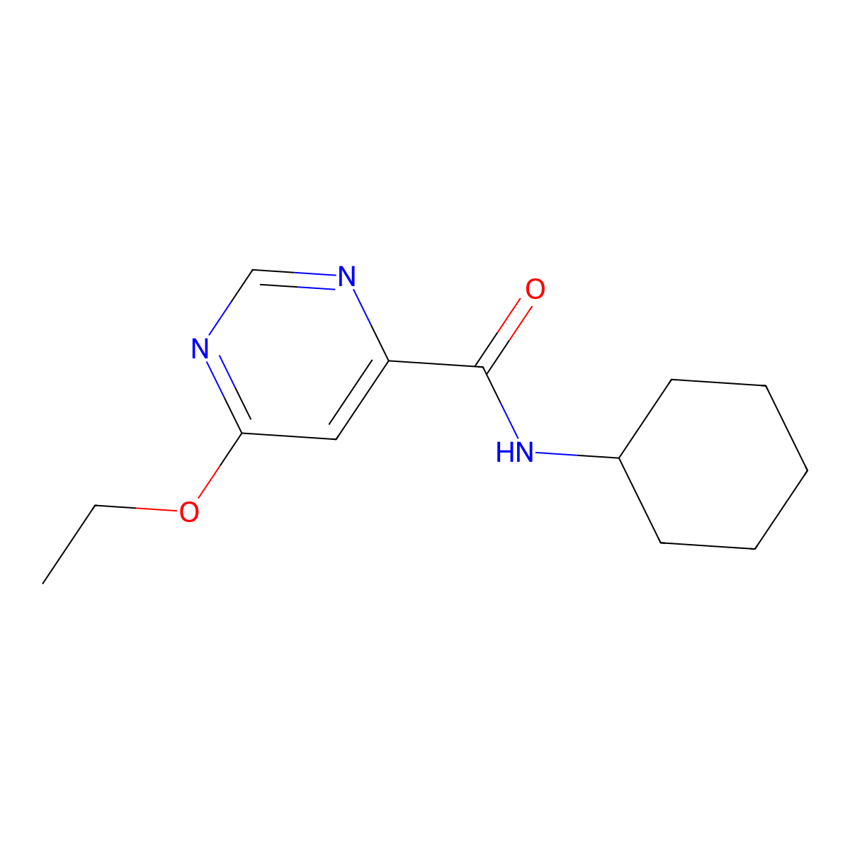 N-cyclohexyl-6-ethoxypyrimidine-4-carboxamide molecular structure, CAS 2034226-97-4