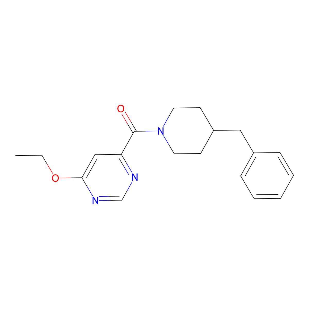 (4-Benzylpiperidin-1-yl)(6-ethoxypyrimidin-4-yl)methanone molecular structure, CAS 2034226-98-5