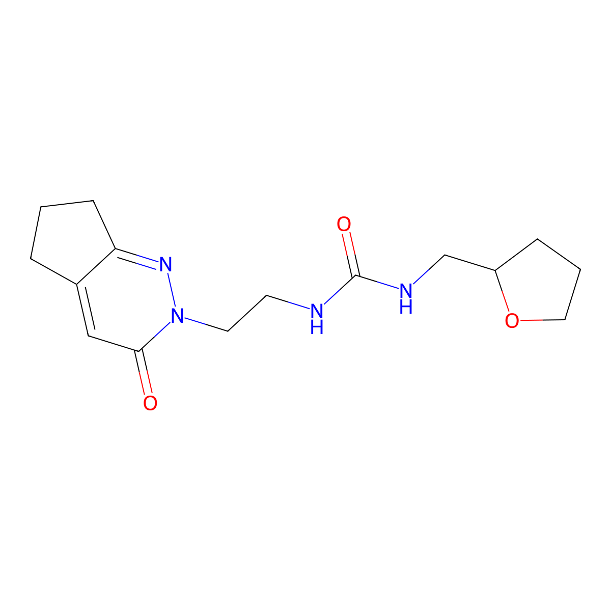 1-(2-(3-oxo-3,5,6,7-tetrahydro-2H-cyclopenta[c]pyridazin-2-yl)ethyl)-3-((tetrahydrofuran-2-yl)methyl)urea molecular structure, CAS 2034227-00-2
