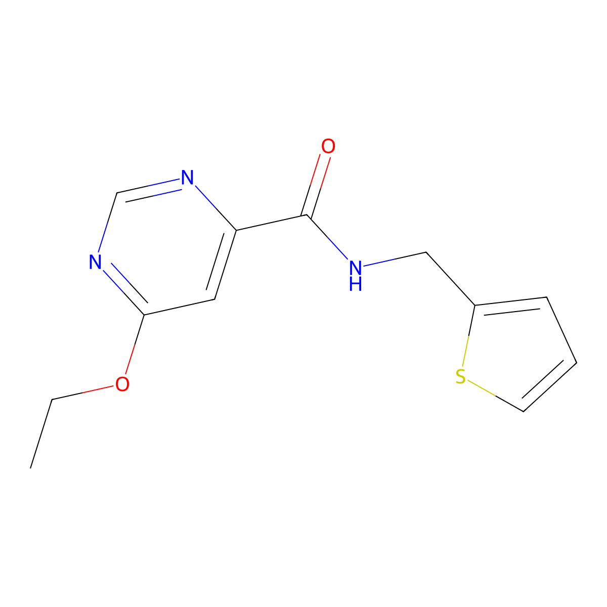 6-ethoxy-N-(thiophen-2-ylmethyl)pyrimidine-4-carboxamide molecular structure, CAS 2034227-05-7