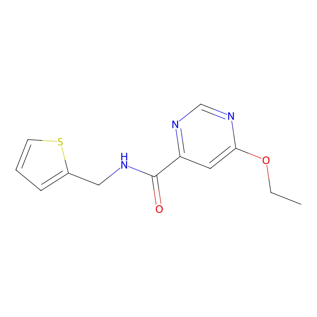 6-ethoxy-N-(thiophen-2-ylmethyl)pyrimidine-4-carboxamide molecular structure, CAS 2034227-05-7