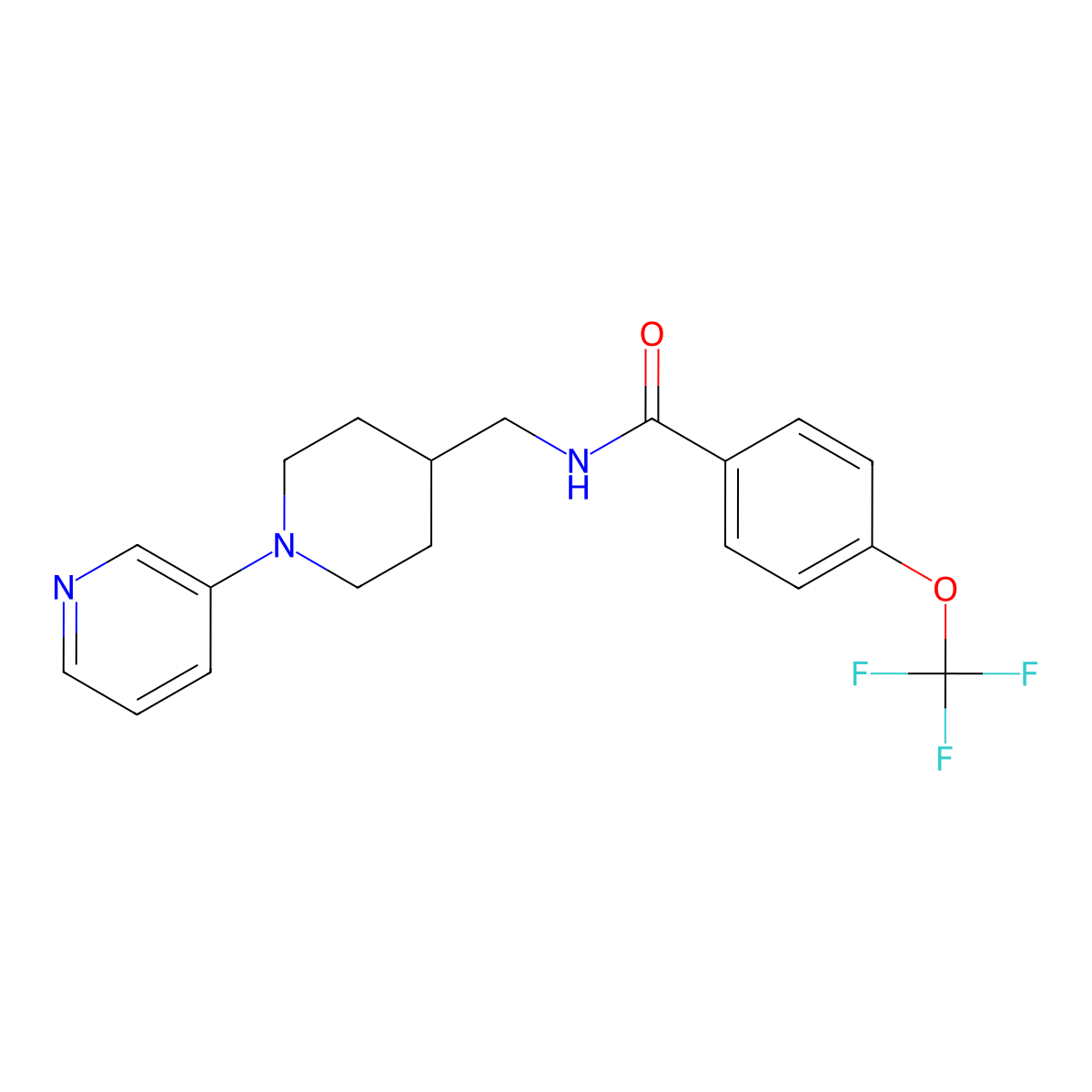 N-((1-(pyridin-3-yl)piperidin-4-yl)methyl)-4-(trifluoromethoxy)benzamide molecular structure, CAS 2034227-08-0