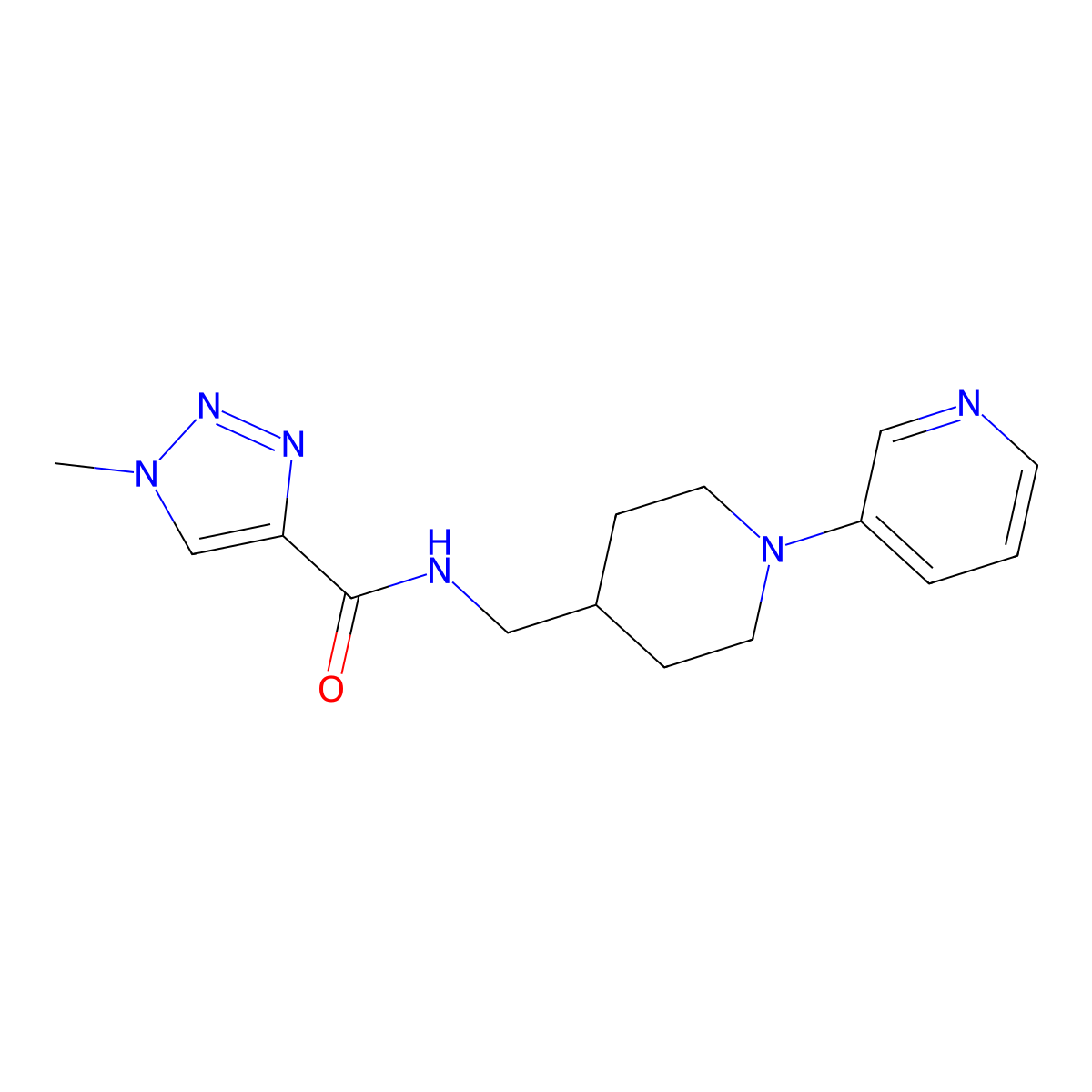 1-methyl-N-{[1-(pyridin-3-yl)piperidin-4-yl]methyl}-1H-1,2,3-triazole-4-carboxamide molecular structure, CAS 2034227-13-7