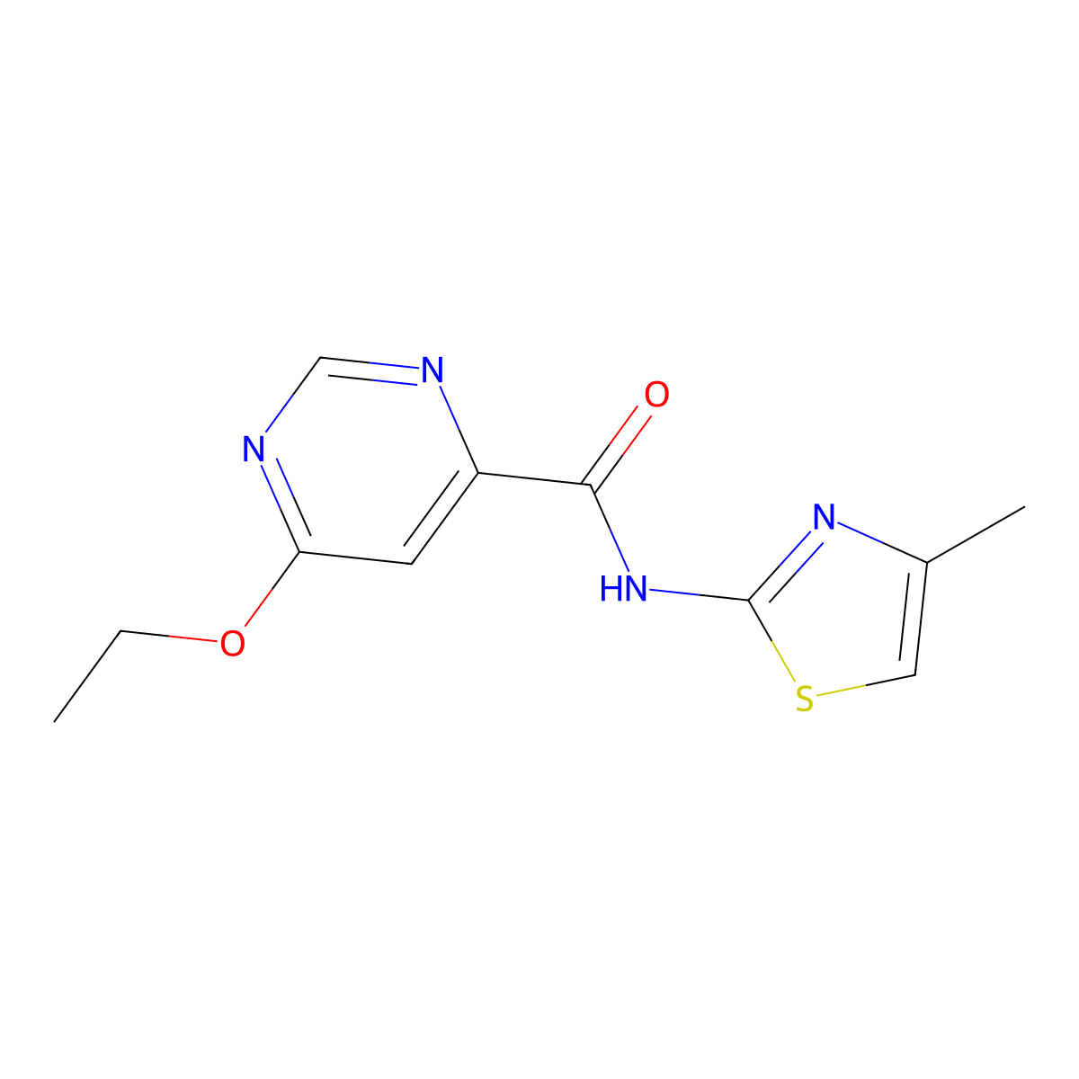 6-ethoxy-N-(4-methylthiazol-2-yl)pyrimidine-4-carboxamide molecular structure, CAS 2034227-14-8