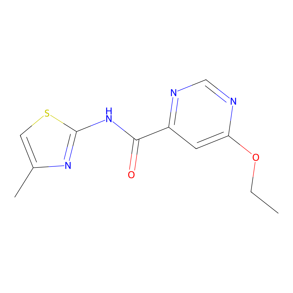 6-ethoxy-N-(4-methylthiazol-2-yl)pyrimidine-4-carboxamide molecular structure, CAS 2034227-14-8