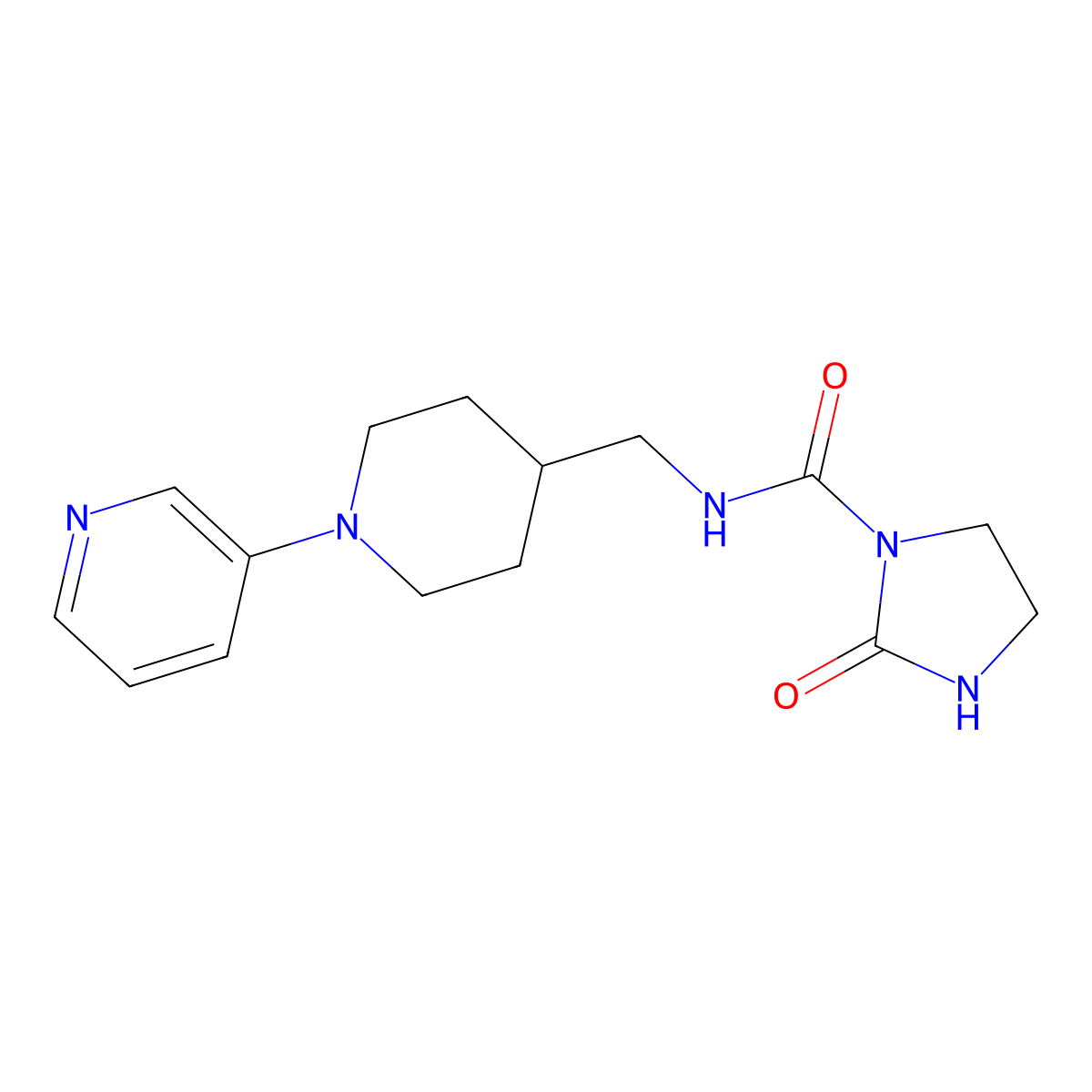 2-oxo-N-{[1-(pyridin-3-yl)piperidin-4-yl]methyl}imidazolidine-1-carboxamide molecular structure, CAS 2034227-20-6