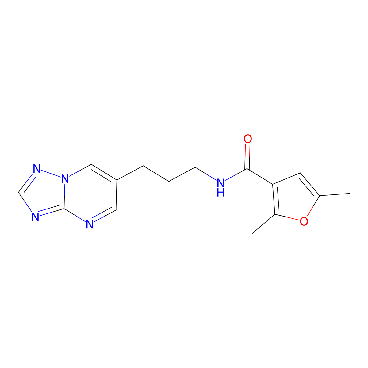 N-(3-([1,2,4]triazolo[1,5-a]pyrimidin-6-yl)propyl)-2,5-dimethylfuran-3-carboxamide molecular structure, CAS 2034227-21-7