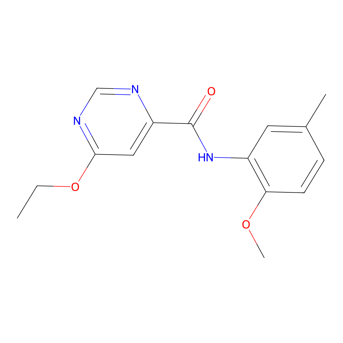 6-ethoxy-N-(2-methoxy-5-methylphenyl)pyrimidine-4-carboxamide molecular structure, CAS 2034227-24-0
