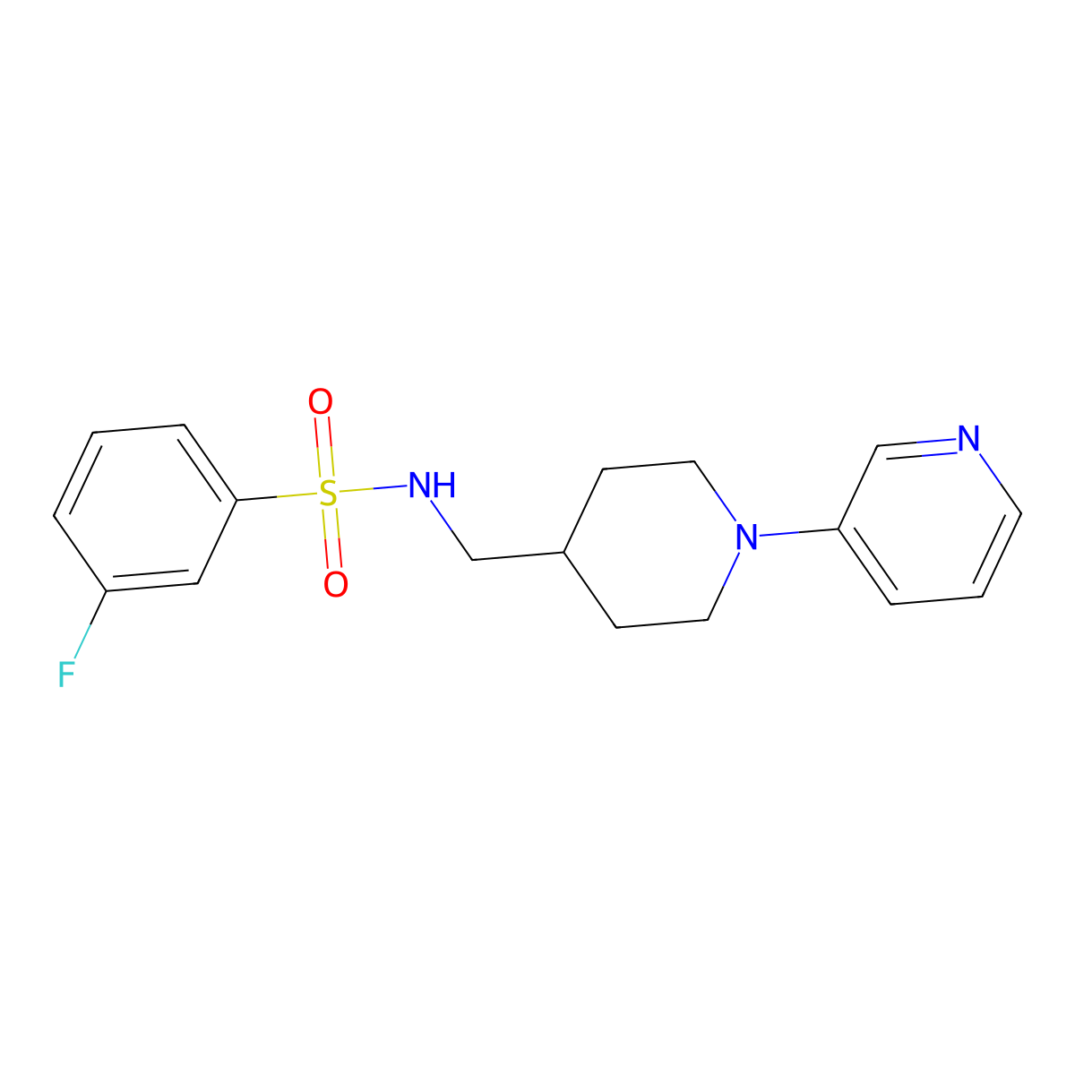 3-fluoro-N-((1-(pyridin-3-yl)piperidin-4-yl)methyl)benzenesulfonamide molecular structure, CAS 2034227-27-3