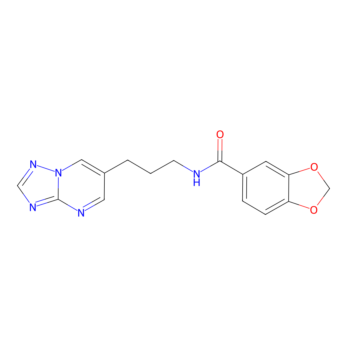 N-(3-([1,2,4]triazolo[1,5-a]pyrimidin-6-yl)propyl)benzo[d][1,3]dioxole-5-carboxamide molecular structure, CAS 2034227-30-8