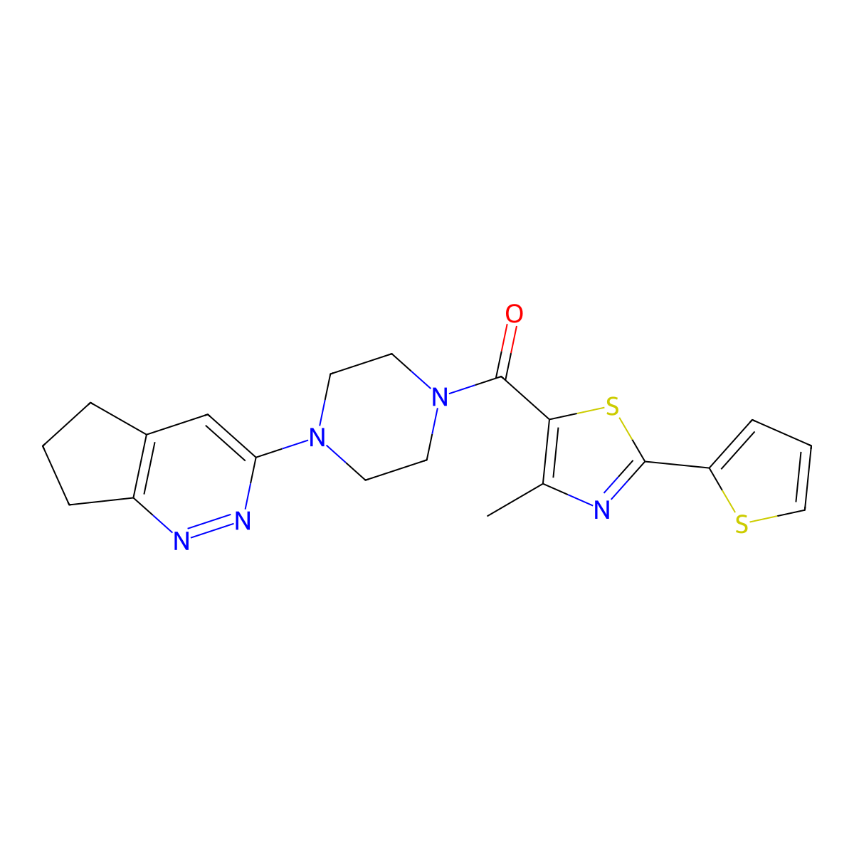 (4-(6,7-dihydro-5H-cyclopenta[c]pyridazin-3-yl)piperazin-1-yl)(4-methyl-2-(thiophen-2-yl)thiazol-5-yl)methanone molecular structure, CAS 2034227-39-7