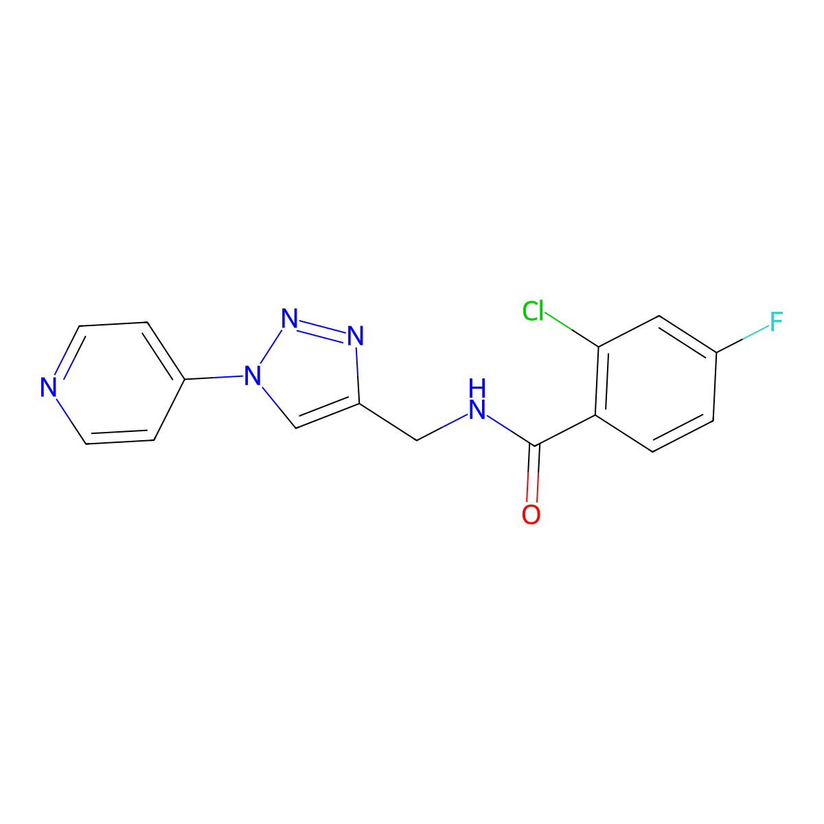 2-chloro-4-fluoro-N-((1-(pyridin-4-yl)-1H-1,2,3-triazol-4-yl)methyl)benzamide molecular structure, CAS 2034227-41-1
