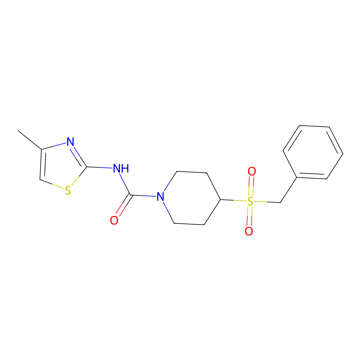 4-(benzylsulfonyl)-N-(4-methylthiazol-2-yl)piperidine-1-carboxamide molecular structure, CAS 2034227-44-4