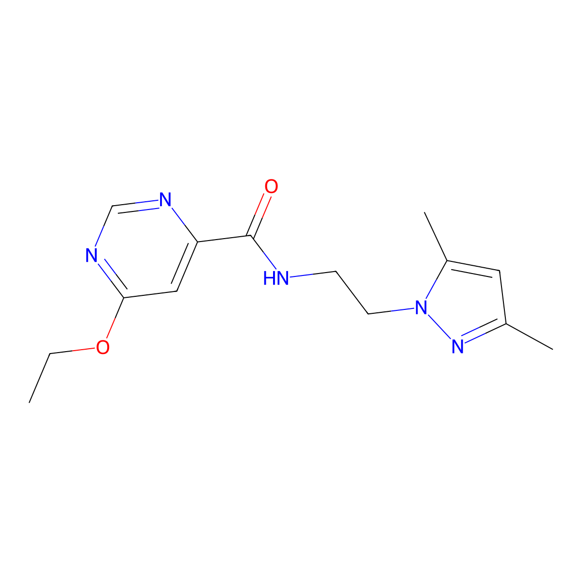 N-(2-(3,5-dimethyl-1H-pyrazol-1-yl)ethyl)-6-ethoxypyrimidine-4-carboxamide molecular structure, CAS 2034227-50-2