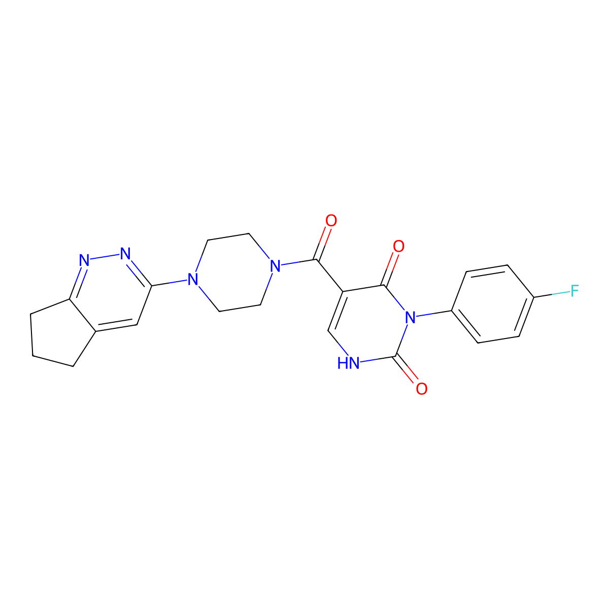 5-(4-(6,7-dihydro-5H-cyclopenta[c]pyridazin-3-yl)piperazine-1-carbonyl)-3-(4-fluorophenyl)pyrimidine-2,4(1H,3H)-dione molecular structure, CAS 2034227-55-7