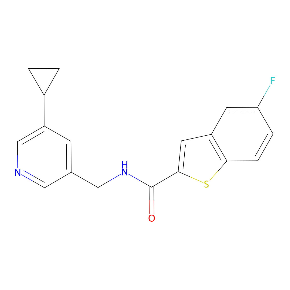 N-((5-cyclopropylpyridin-3-yl)methyl)-5-fluorobenzo[b]thiophene-2-carboxamide molecular structure, CAS 2034227-61-5