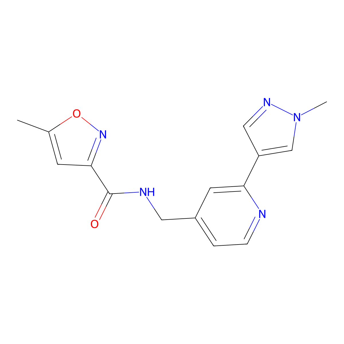 5-methyl-N-((2-(1-methyl-1H-pyrazol-4-yl)pyridin-4-yl)methyl)isoxazole-3-carboxamide molecular structure, CAS 2034227-63-7