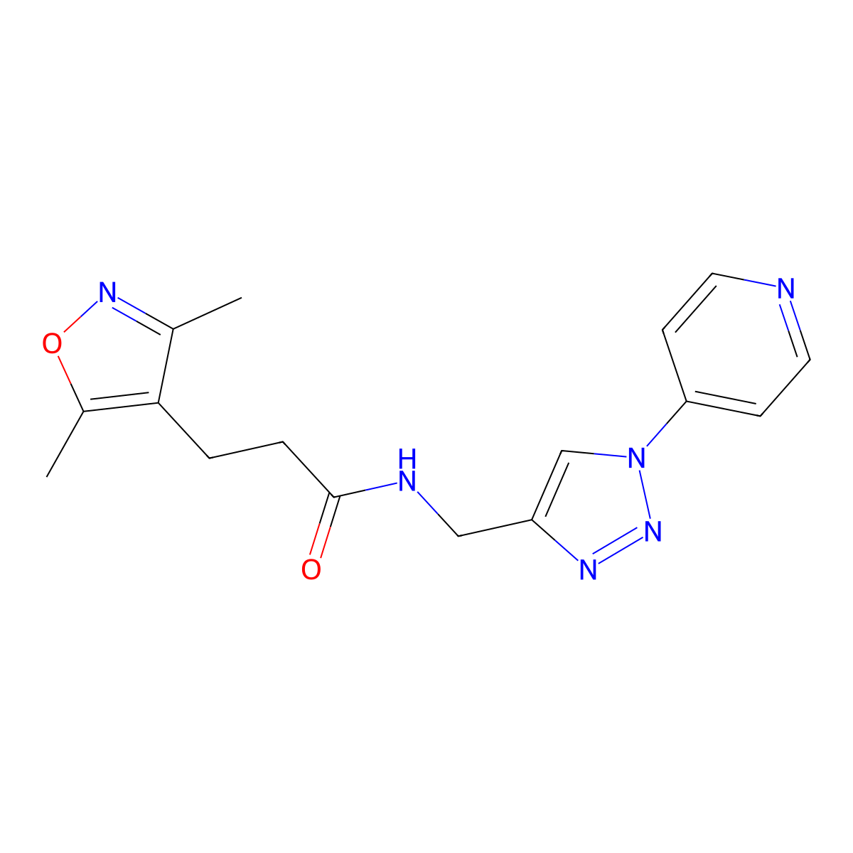 3-(3,5-dimethylisoxazol-4-yl)-N-((1-(pyridin-4-yl)-1H-1,2,3-triazol-4-yl)methyl)propanamide molecular structure, CAS 2034227-66-0