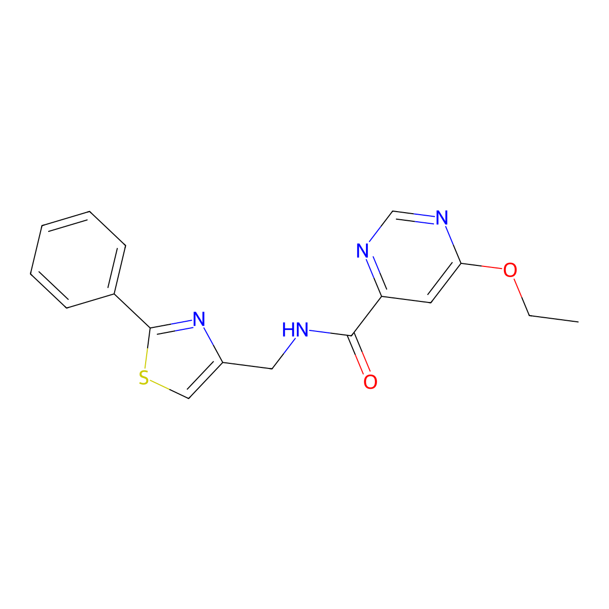 6-ethoxy-N-((2-phenylthiazol-4-yl)methyl)pyrimidine-4-carboxamide molecular structure, CAS 2034227-67-1