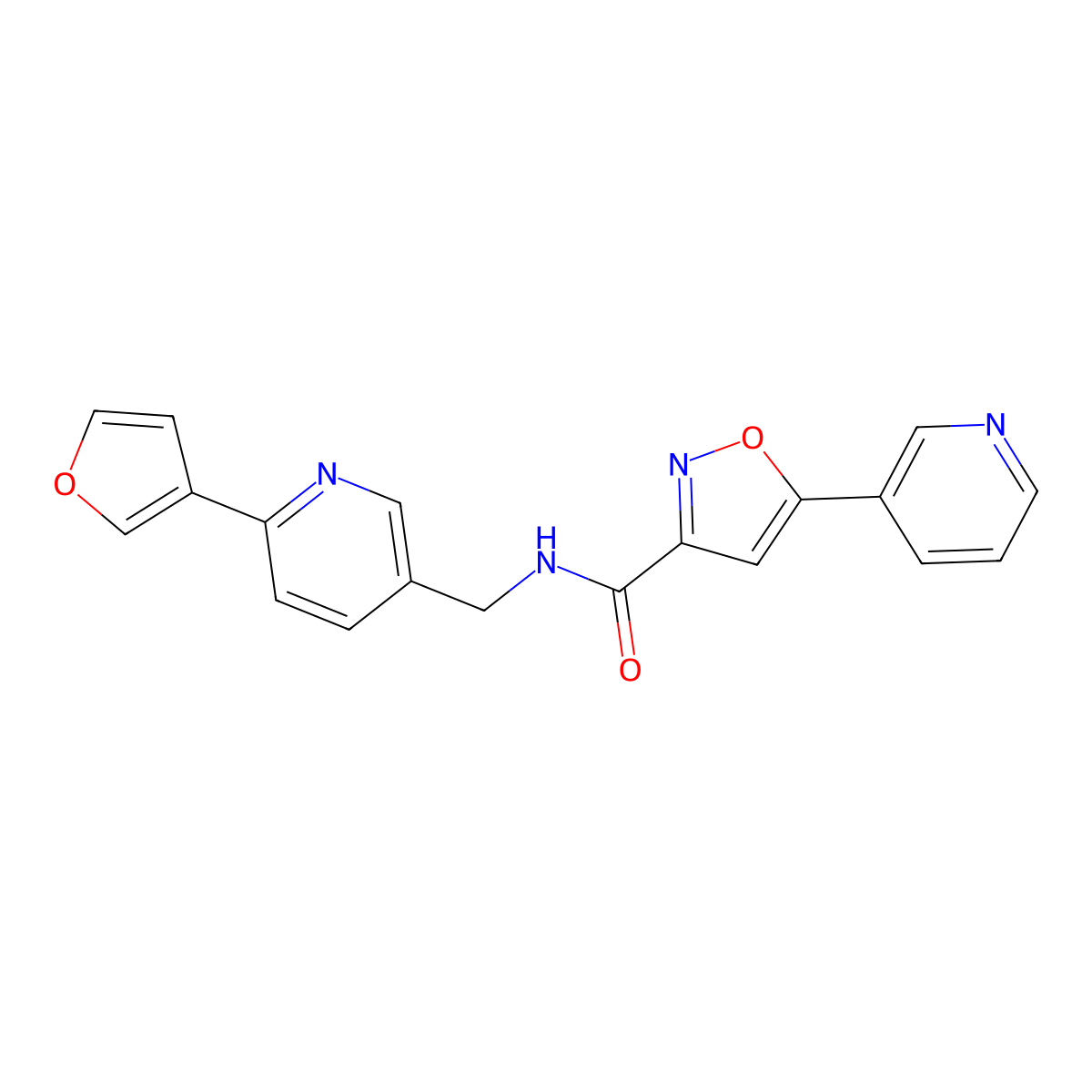 N-((6-(furan-3-yl)pyridin-3-yl)methyl)-5-(pyridin-3-yl)isoxazole-3-carboxamide molecular structure, CAS 2034227-70-6