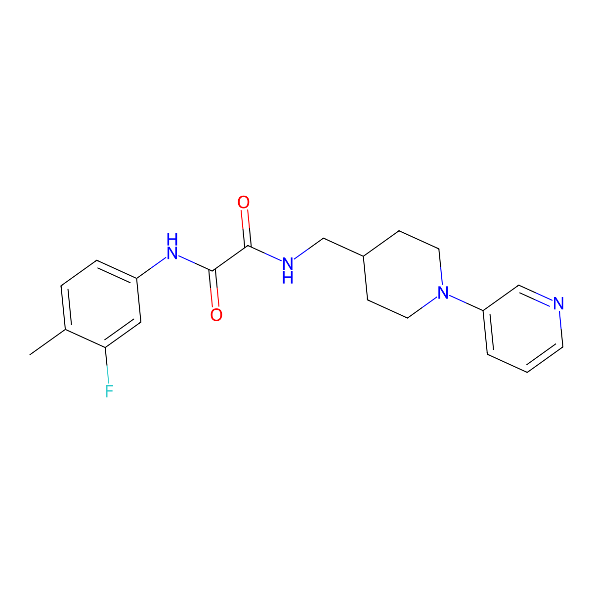 N1-(3-fluoro-4-methylphenyl)-N2-((1-(pyridin-3-yl)piperidin-4-yl)methyl)oxalamide molecular structure, CAS 2034227-72-8