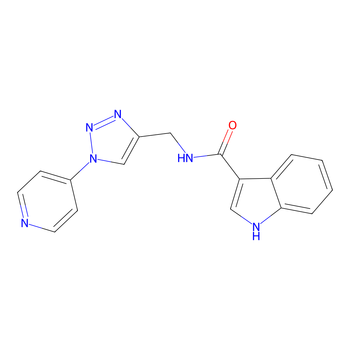 N-{[1-(pyridin-4-yl)-1H-1,2,3-triazol-4-yl]methyl}-1H-indole-3-carboxamide molecular structure, CAS 2034227-74-0