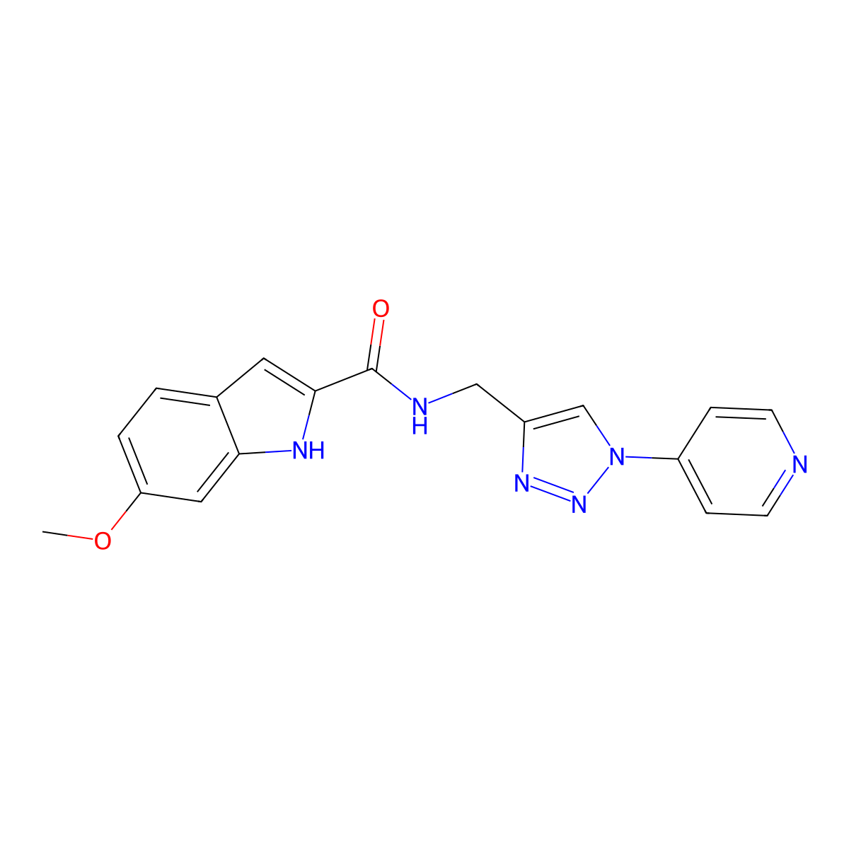 6-methoxy-N-((1-(pyridin-4-yl)-1H-1,2,3-triazol-4-yl)methyl)-1H-indole-2-carboxamide molecular structure, CAS 2034227-76-2