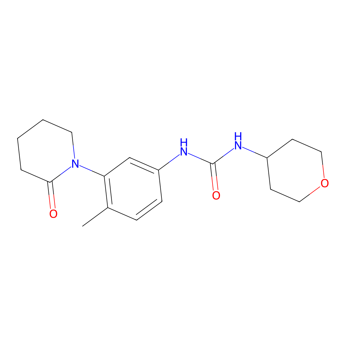 1-(4-methyl-3-(2-oxopiperidin-1-yl)phenyl)-3-(tetrahydro-2H-pyran-4-yl)urea molecular structure, CAS 2034227-78-4