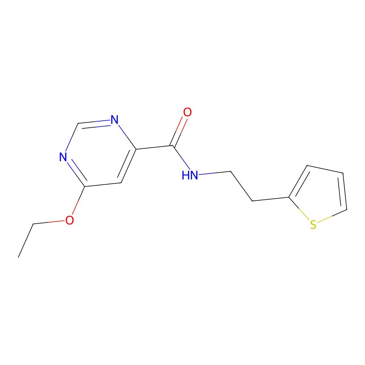 6-ethoxy-N-[2-(thiophen-2-yl)ethyl]pyrimidine-4-carboxamide molecular structure, CAS 2034227-81-9