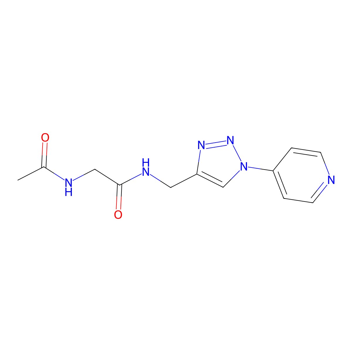 2-acetamido-N-{[1-(pyridin-4-yl)-1H-1,2,3-triazol-4-yl]methyl}acetamide molecular structure, CAS 2034227-86-4