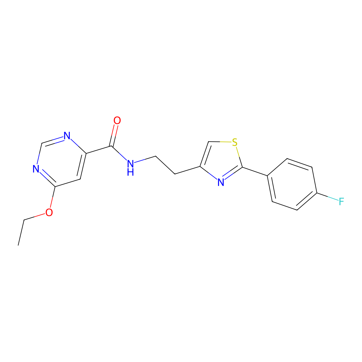 6-ethoxy-N-(2-(2-(4-fluorophenyl)thiazol-4-yl)ethyl)pyrimidine-4-carboxamide molecular structure, CAS 2034227-89-7