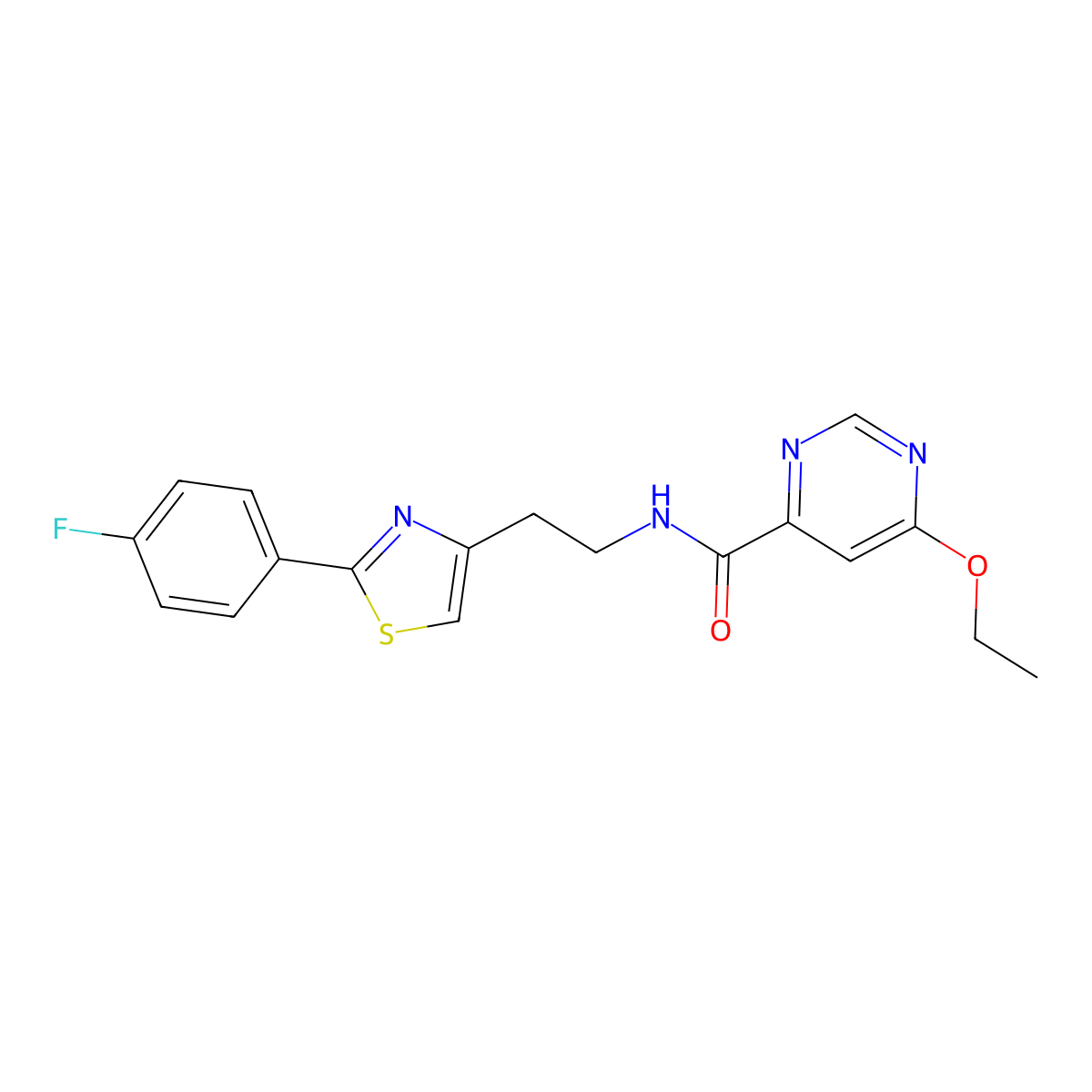 6-ethoxy-N-(2-(2-(4-fluorophenyl)thiazol-4-yl)ethyl)pyrimidine-4-carboxamide molecular structure, CAS 2034227-89-7