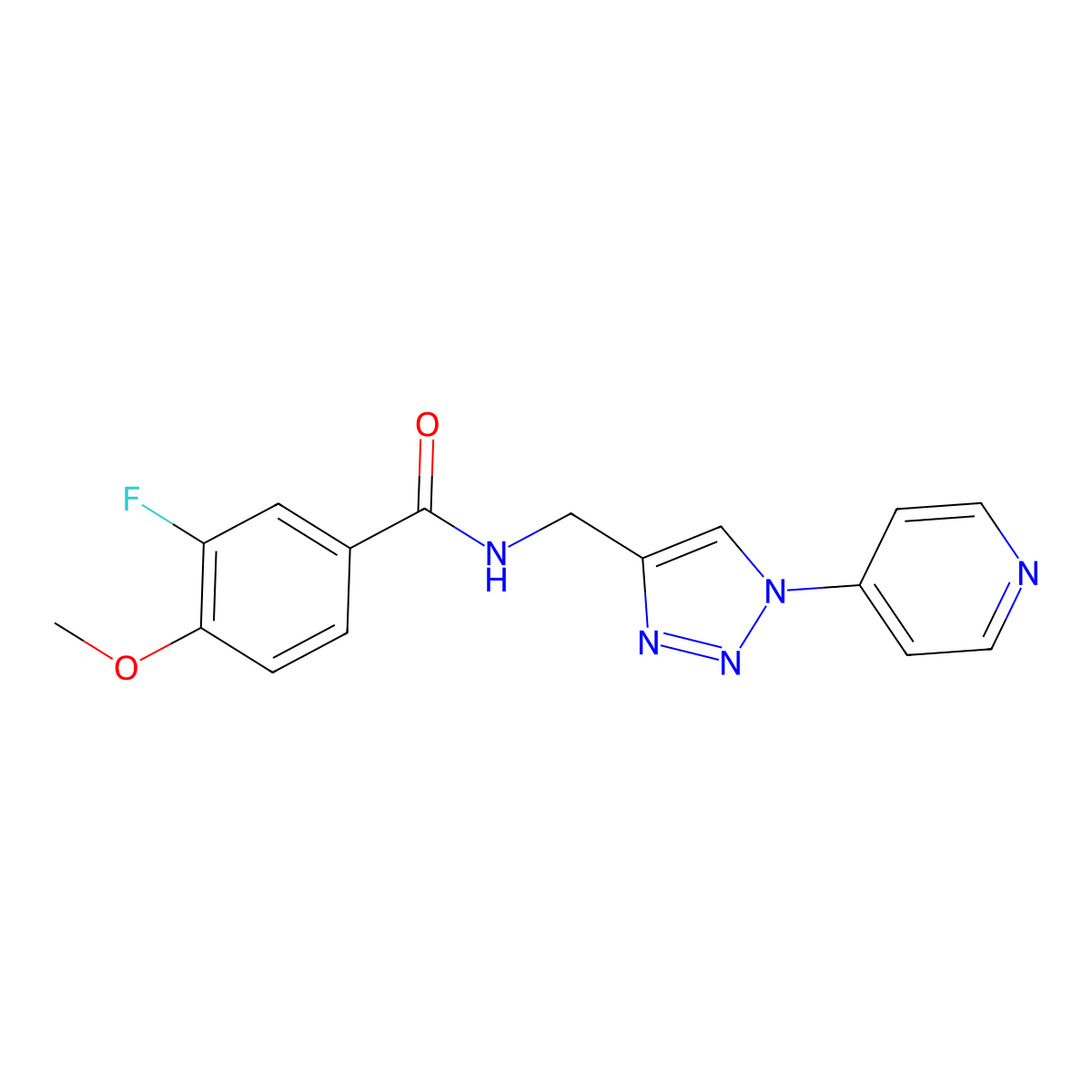 3-fluoro-4-methoxy-N-((1-(pyridin-4-yl)-1H-1,2,3-triazol-4-yl)methyl)benzamide molecular structure, CAS 2034227-91-1