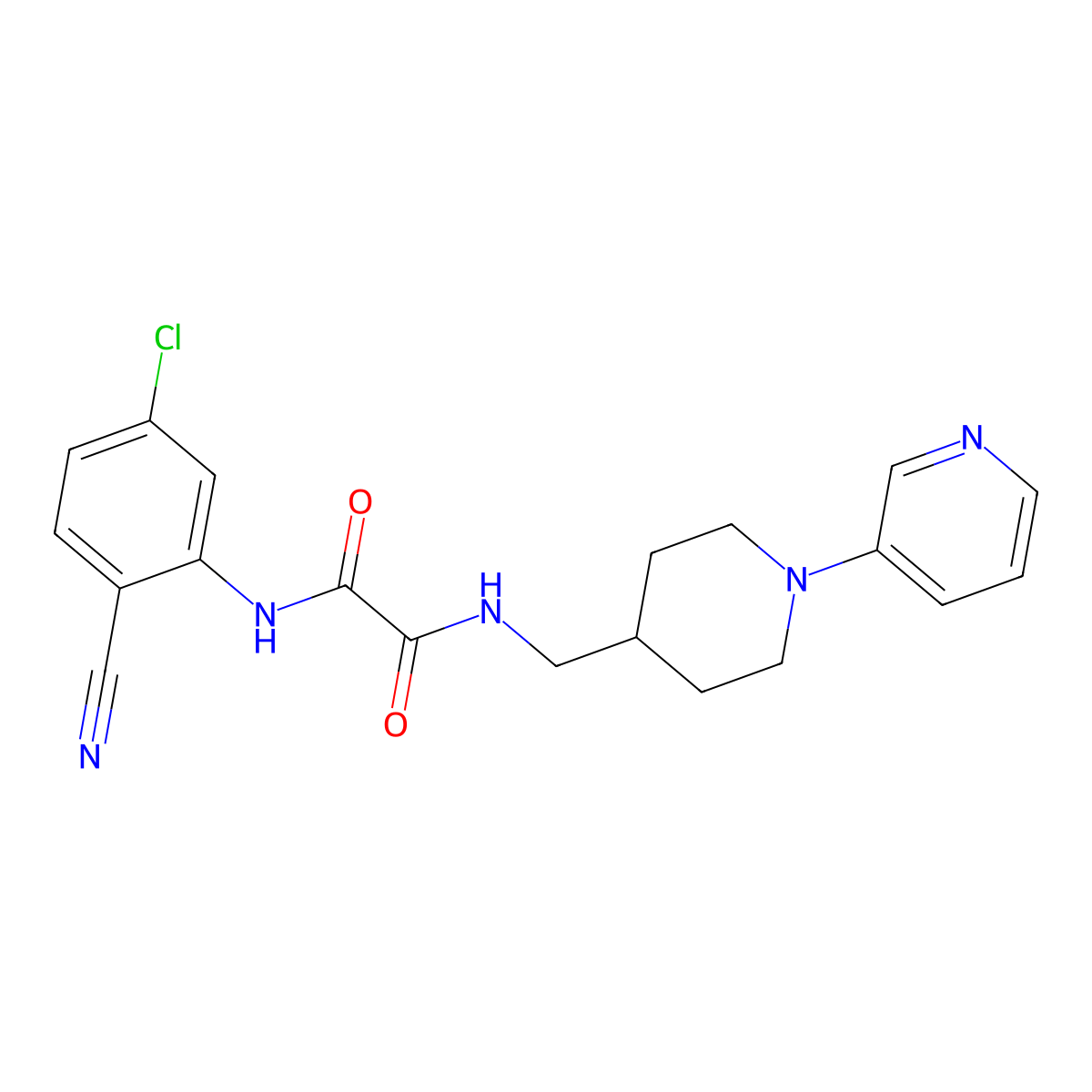 N1-(5-chloro-2-cyanophenyl)-N2-((1-(pyridin-3-yl)piperidin-4-yl)methyl)oxalamide molecular structure, CAS 2034228-08-3