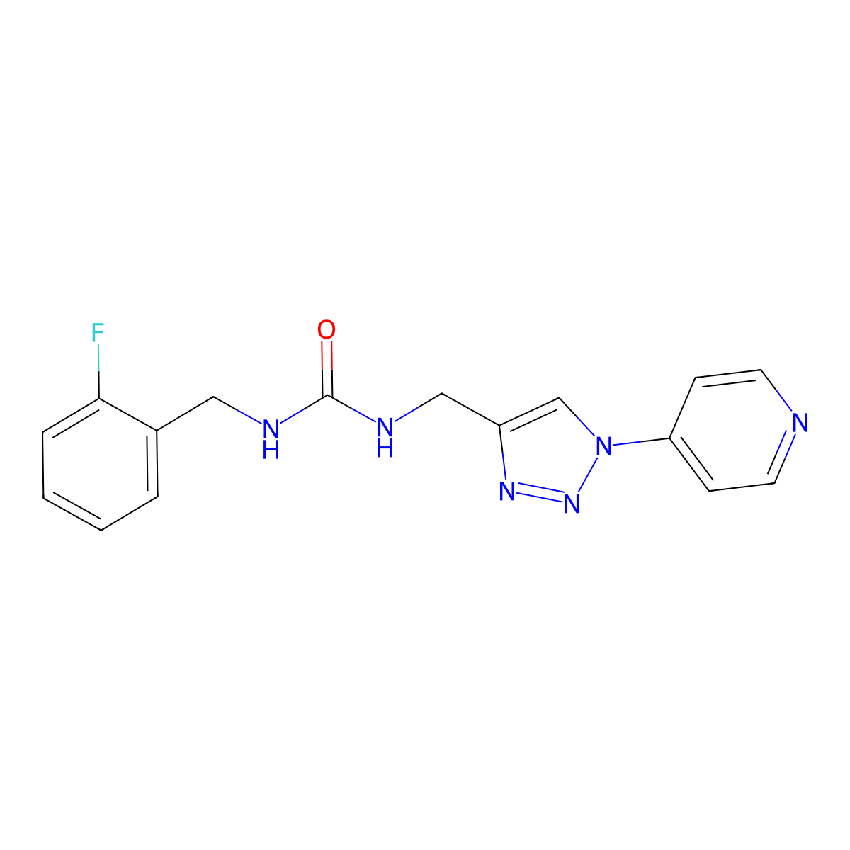 1-(2-fluorobenzyl)-3-((1-(pyridin-4-yl)-1H-1,2,3-triazol-4-yl)methyl)urea molecular structure, CAS 2034228-09-4