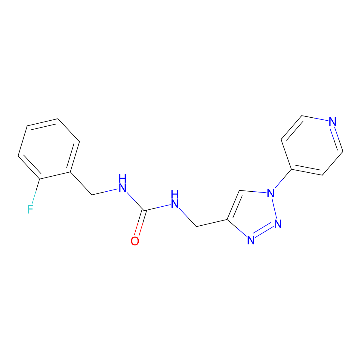 1-(2-fluorobenzyl)-3-((1-(pyridin-4-yl)-1H-1,2,3-triazol-4-yl)methyl)urea molecular structure, CAS 2034228-09-4