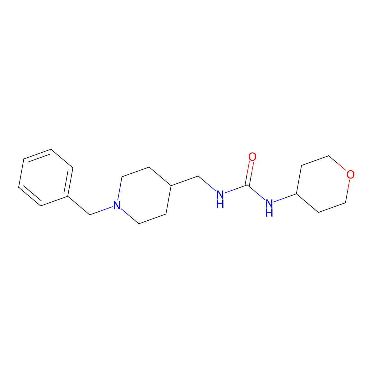1-((1-benzylpiperidin-4-yl)methyl)-3-(tetrahydro-2H-pyran-4-yl)urea molecular structure, CAS 2034228-11-8