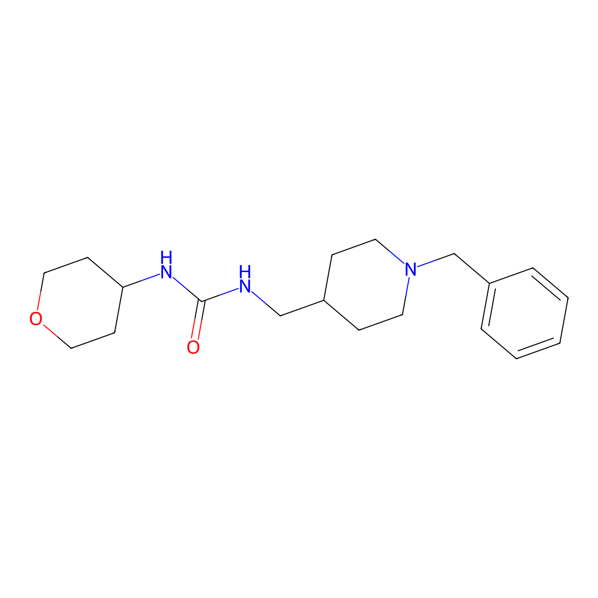 1-((1-benzylpiperidin-4-yl)methyl)-3-(tetrahydro-2H-pyran-4-yl)urea molecular structure, CAS 2034228-11-8