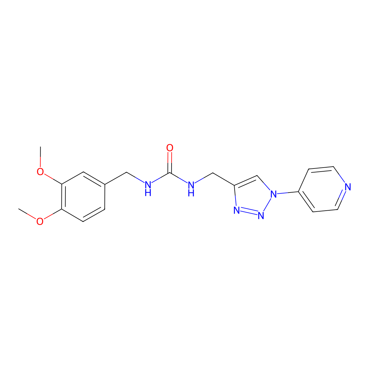 1-(3,4-dimethoxybenzyl)-3-((1-(pyridin-4-yl)-1H-1,2,3-triazol-4-yl)methyl)urea molecular structure, CAS 2034228-27-6