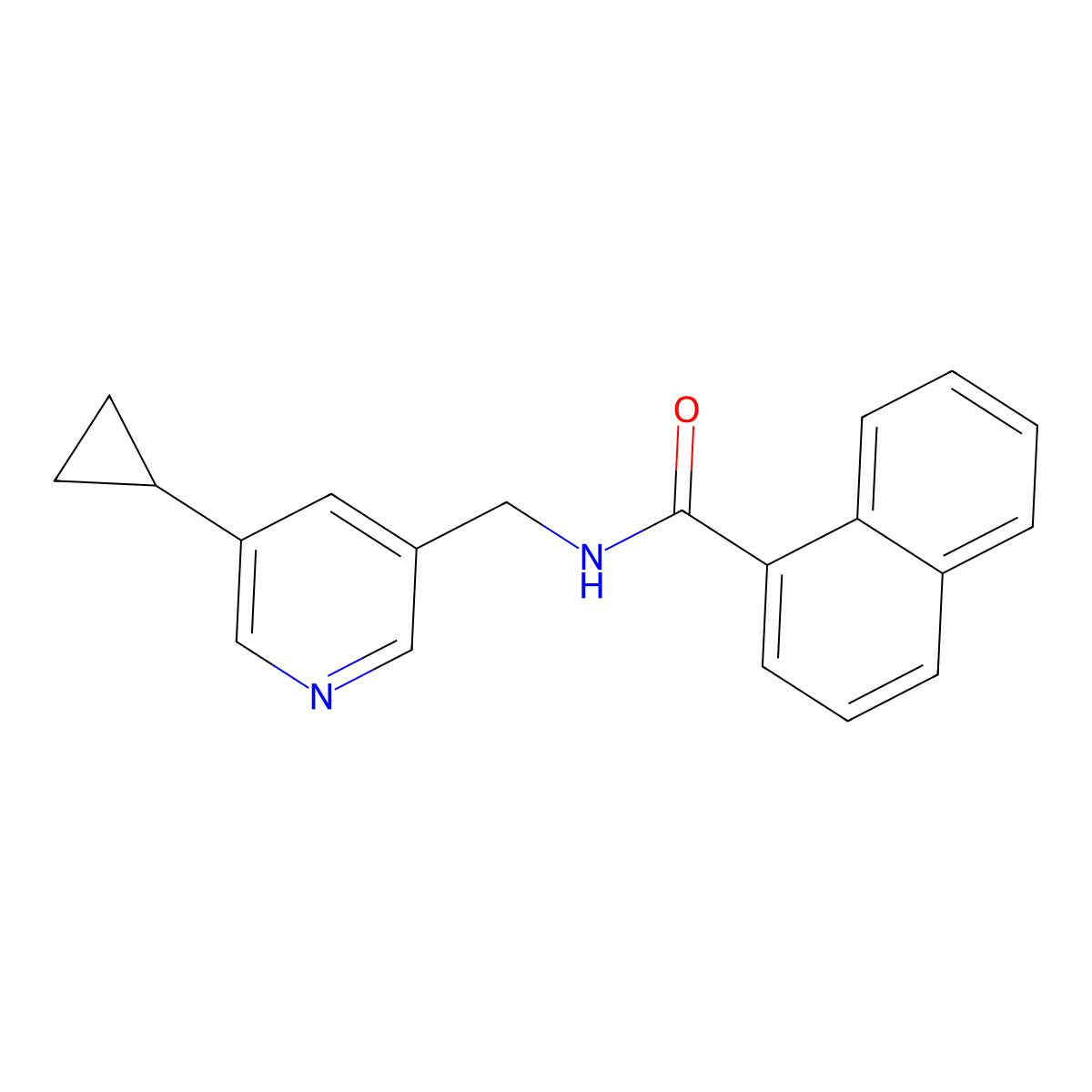 N-((5-cyclopropylpyridin-3-yl)methyl)-1-naphthamide molecular structure, CAS 2034228-31-2