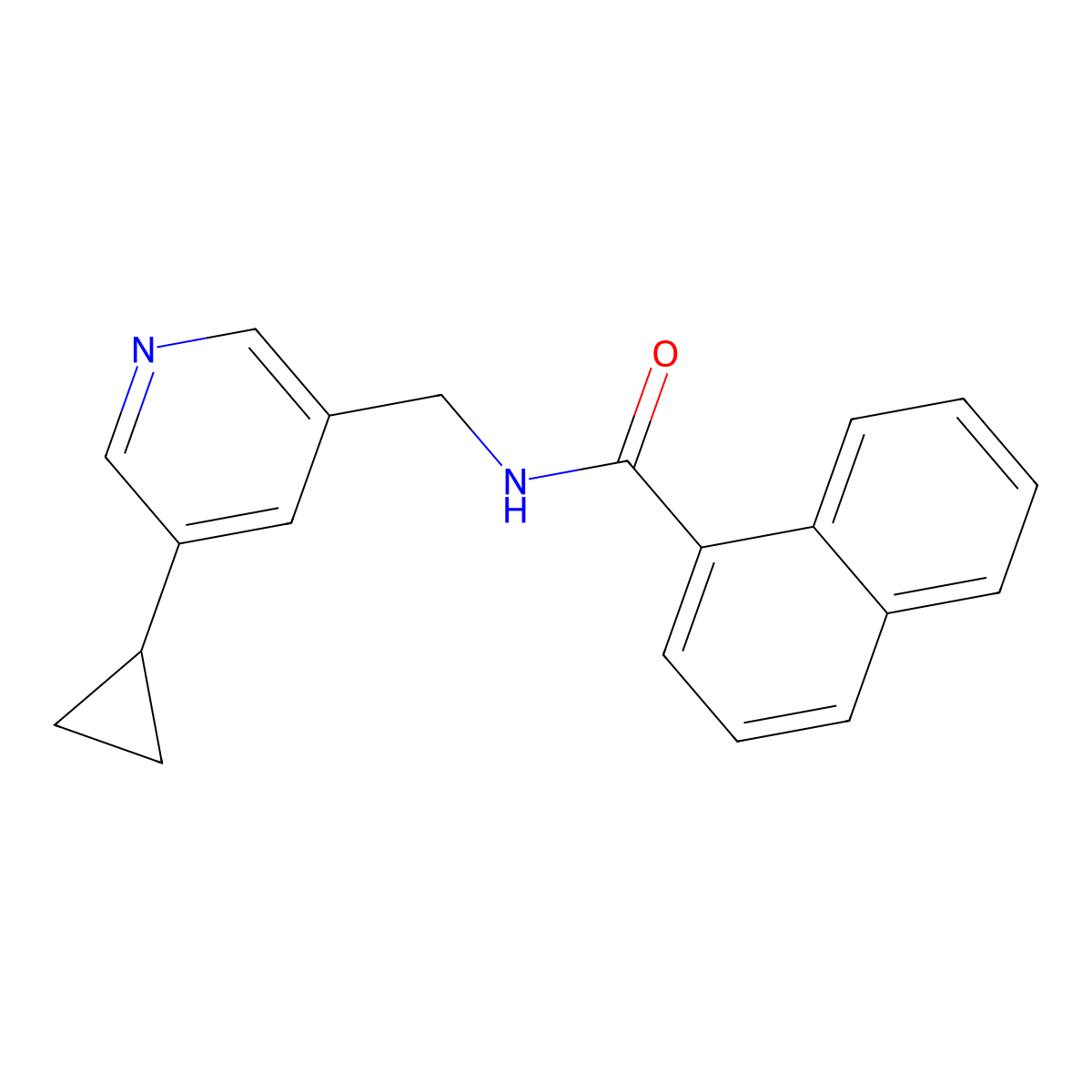 N-((5-cyclopropylpyridin-3-yl)methyl)-1-naphthamide molecular structure, CAS 2034228-31-2