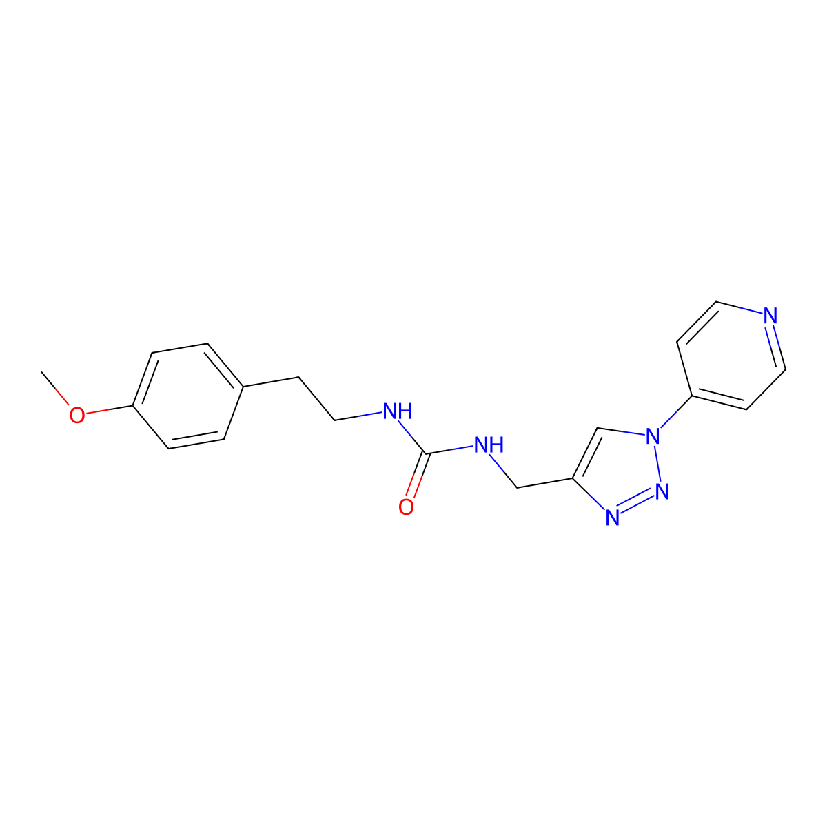1-(4-methoxyphenethyl)-3-((1-(pyridin-4-yl)-1H-1,2,3-triazol-4-yl)methyl)urea molecular structure, CAS 2034228-45-8
