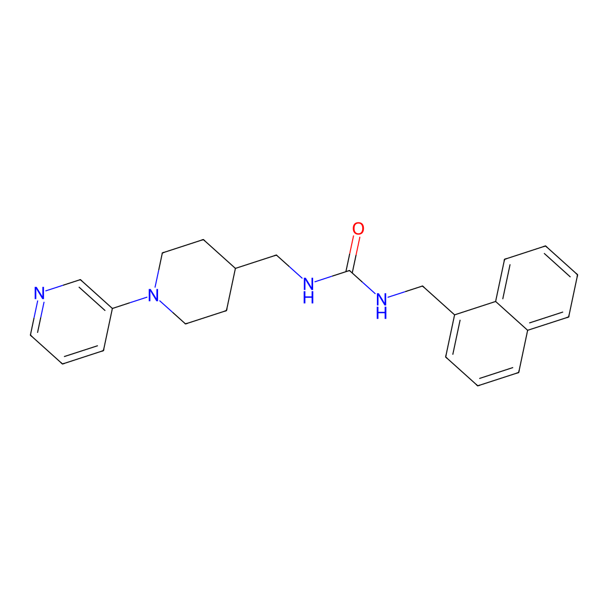 1-(Naphthalen-1-ylmethyl)-3-((1-(pyridin-3-yl)piperidin-4-yl)methyl)urea molecular structure, CAS 2034228-50-5
