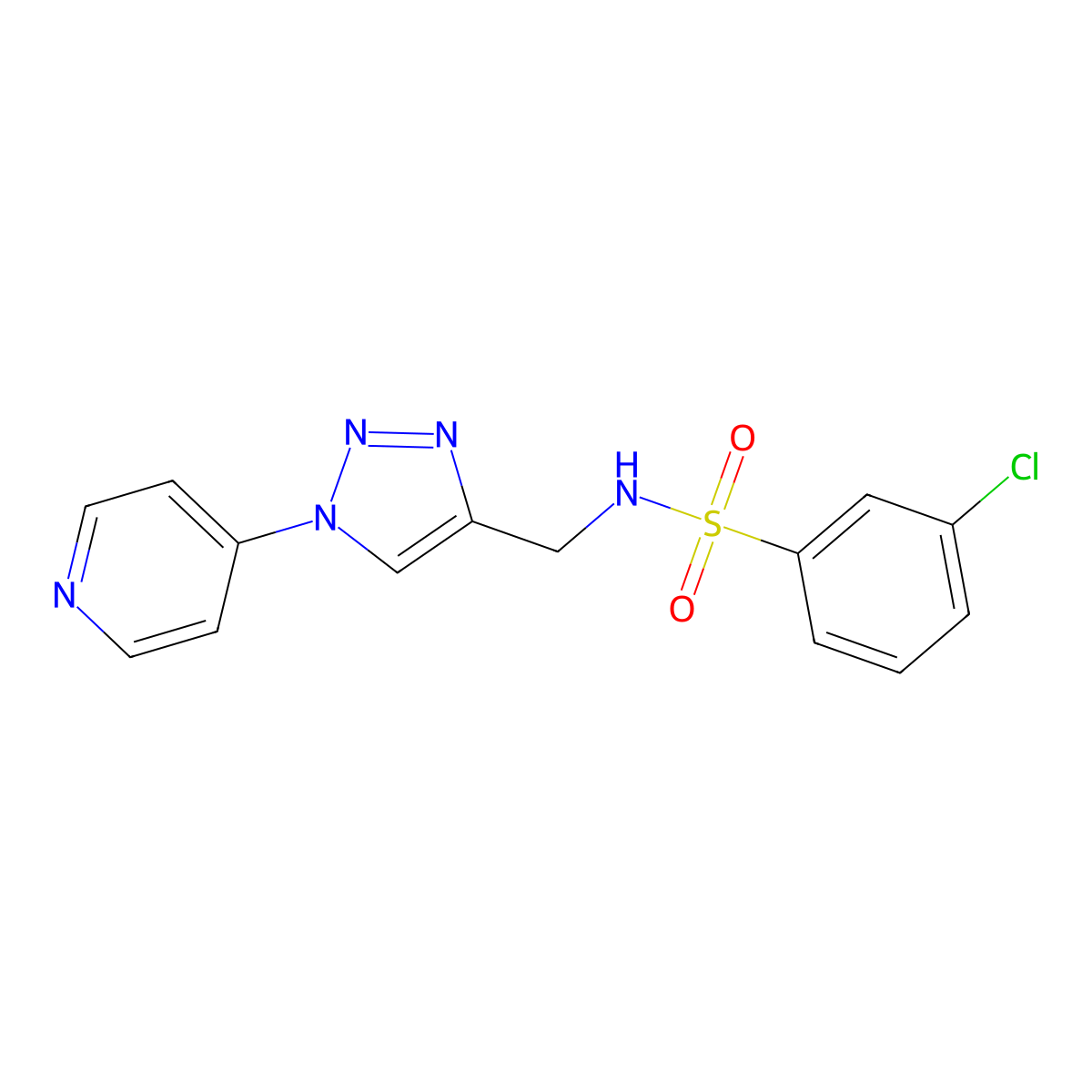 3-chloro-N-((1-(pyridin-4-yl)-1H-1,2,3-triazol-4-yl)methyl)benzenesulfonamide molecular structure, CAS 2034228-54-9