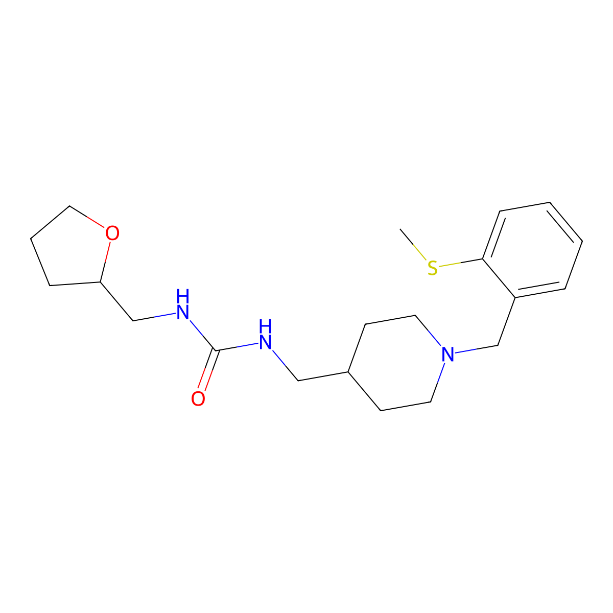 1-((1-(2-(Methylthio)benzyl)piperidin-4-yl)methyl)-3-((tetrahydrofuran-2-yl)methyl)urea molecular structure, CAS 2034228-56-1